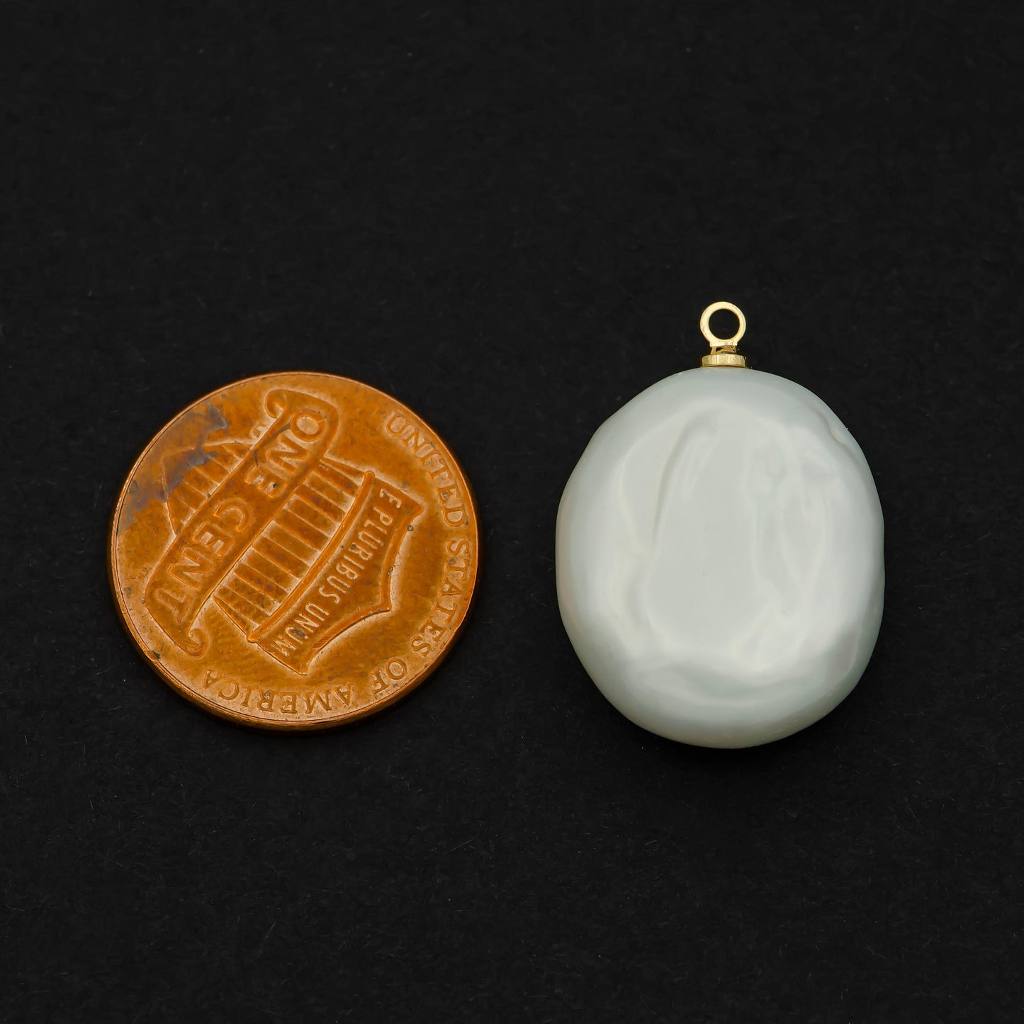 14k gold filled brass hook baroque irregular round pearl charm, keshi pearl coin pendant p1589