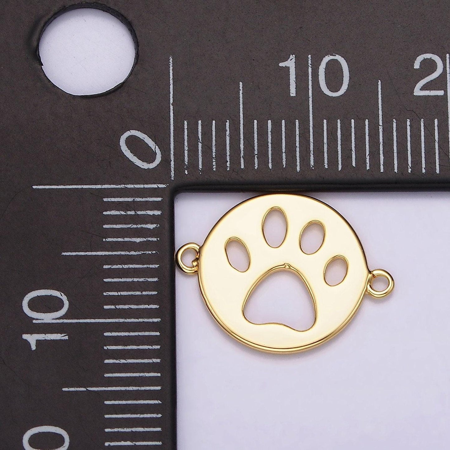 14k gold filled 12mm pawprint animal pet round open connector | g803