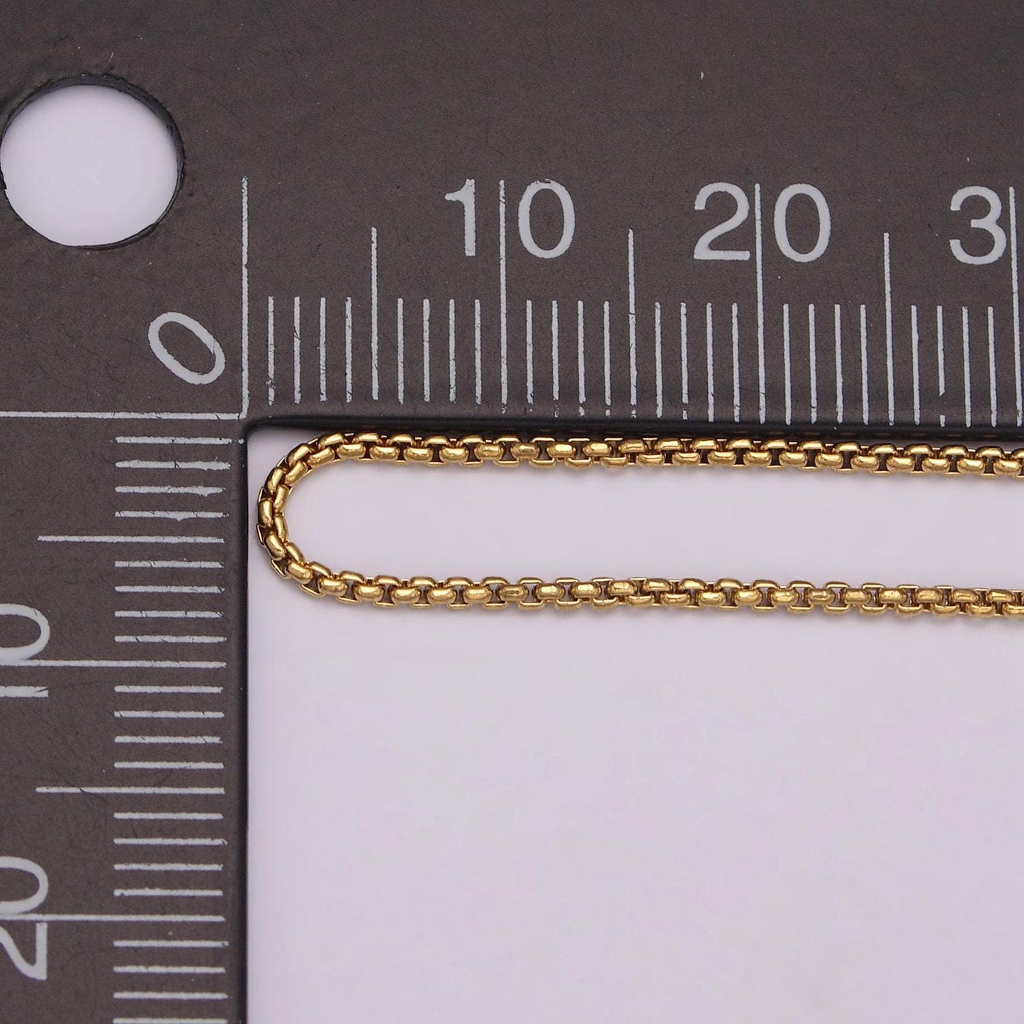 1pc 17.7'' ready to use 1.2mm 16k gold plated rolo box necklace chainlayer round chain bold necklacefor pendant charm necklace making,wa 436