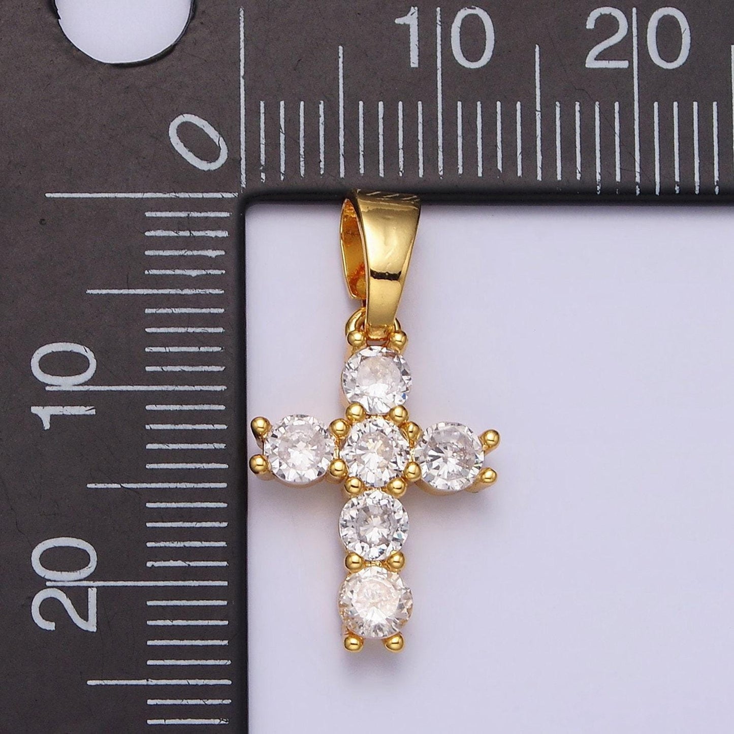 24k gold filled clear cz religious 24mm cross pendant | aa442