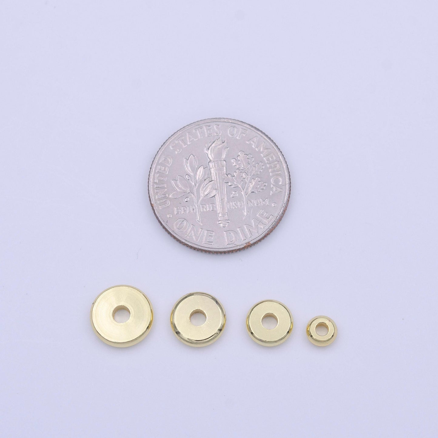 50x gold smooth flat round beads spacer beads, rondelle bead accents, bead accessories jewelry making diy bracelets necklaces 4,6,7,8mm bead