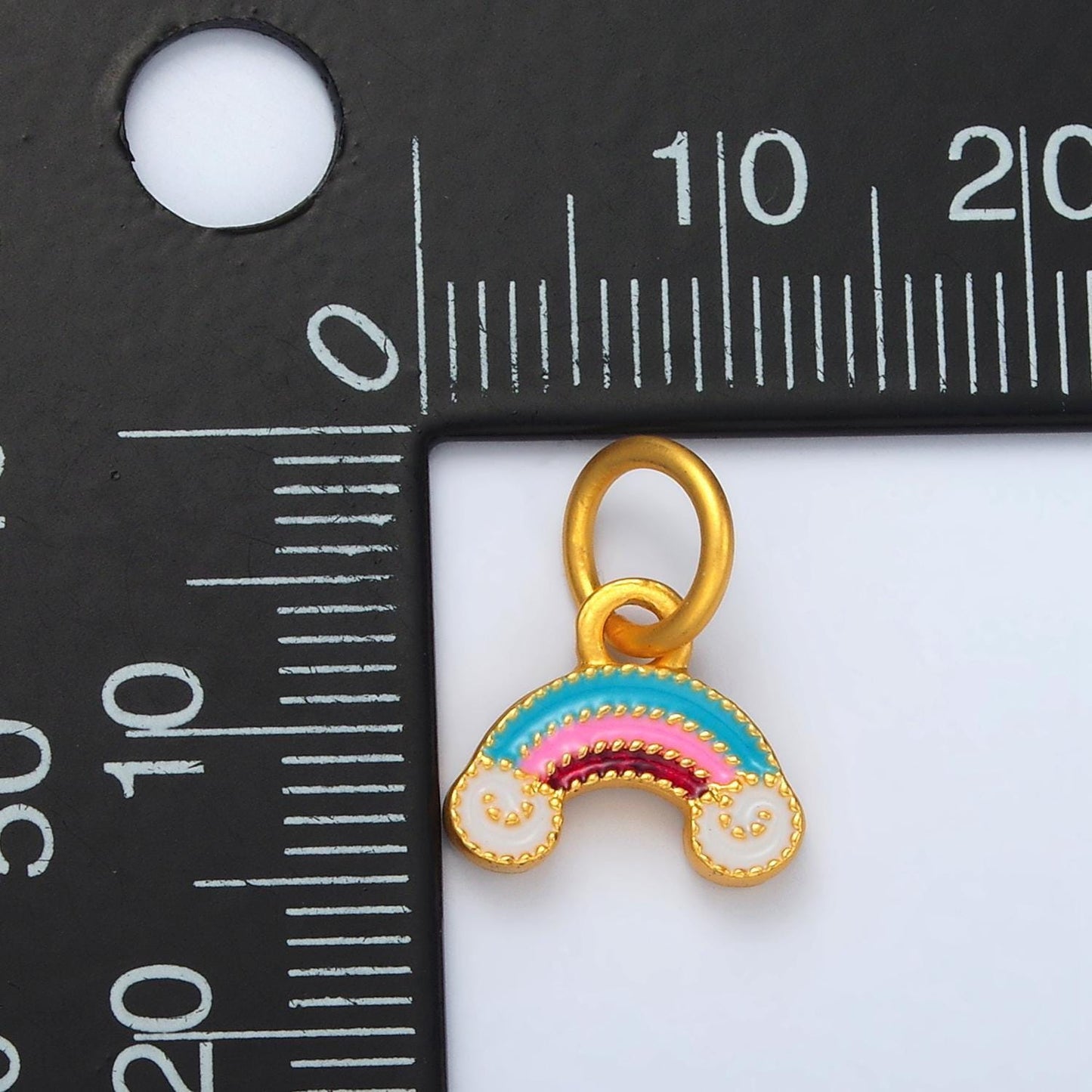 24k gold filled pastel cute kid enamel rainbow w/ clouds charms | m-156