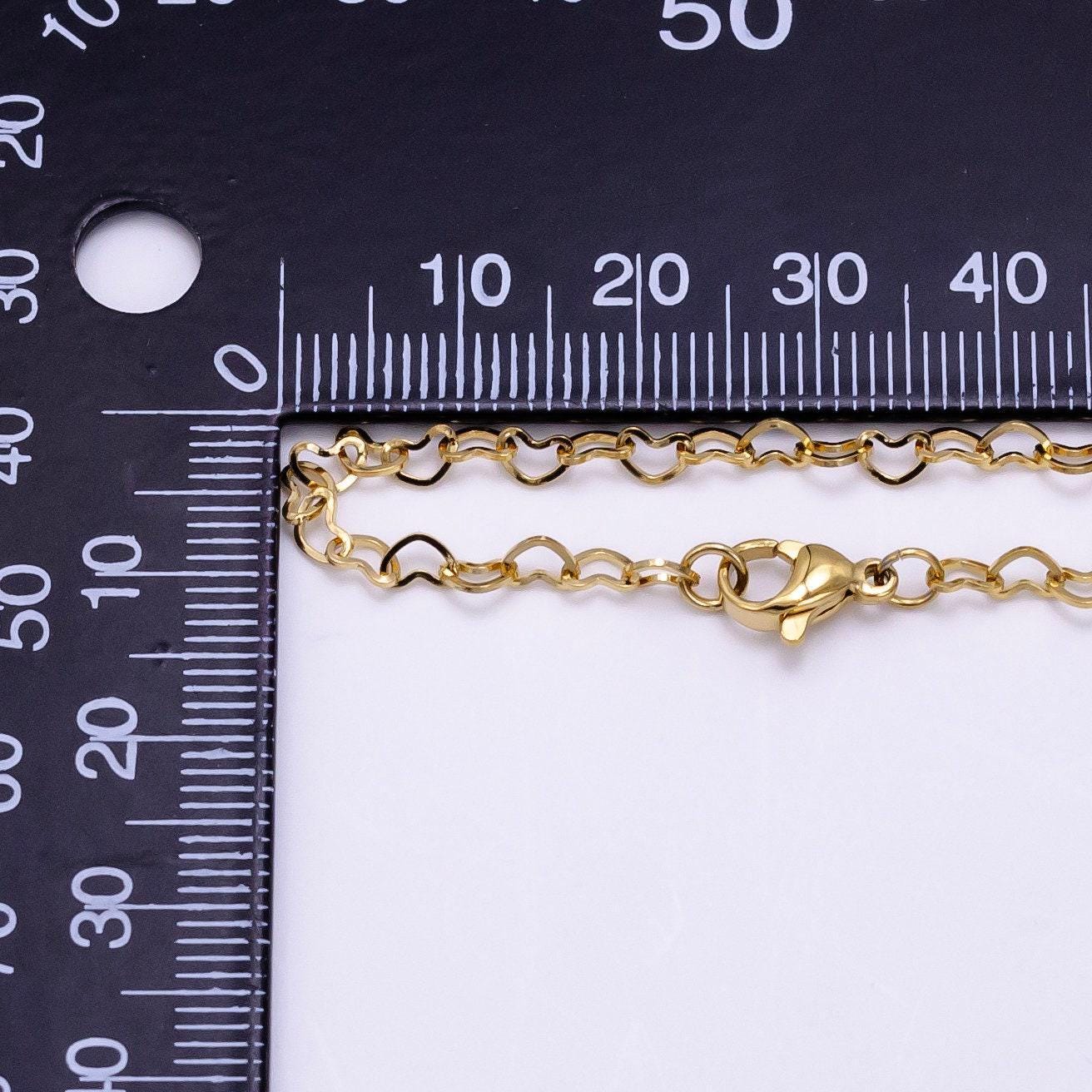 Gold stainless steel heart chain necklace dainty heart link chain 18 inch long necklace ready to wear for valentine gift wa-2467