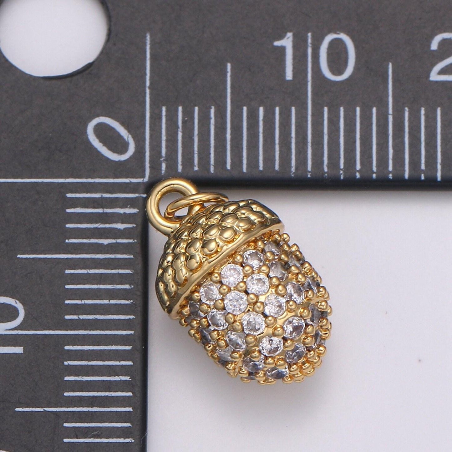 Oak tree fruit micro pave clear cz charm, chipmunk's fruit pendant acorn gold charm, s diy jewelry necklace e-185