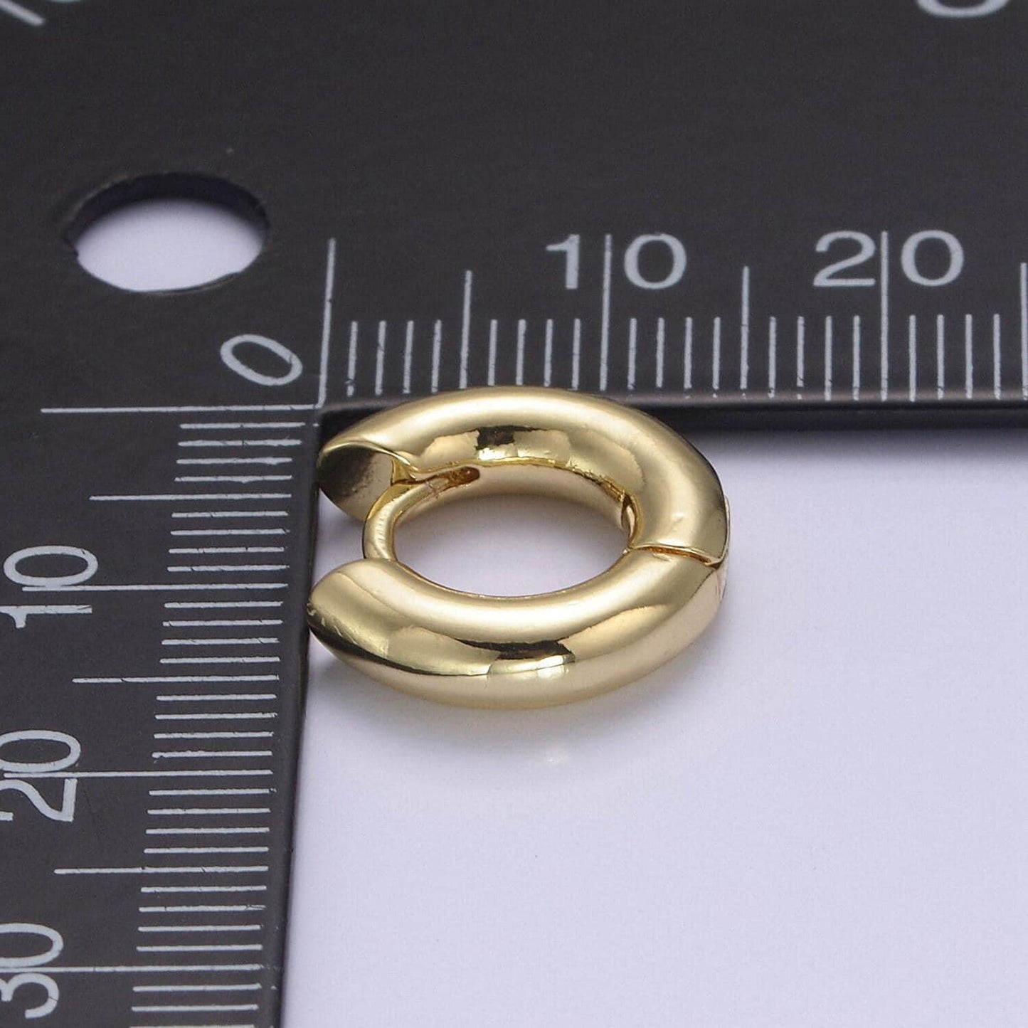 18k gold filled hoop huggie one touch w/ open link lever hoop earring making, 14x11.7 mm, earring charm making findings