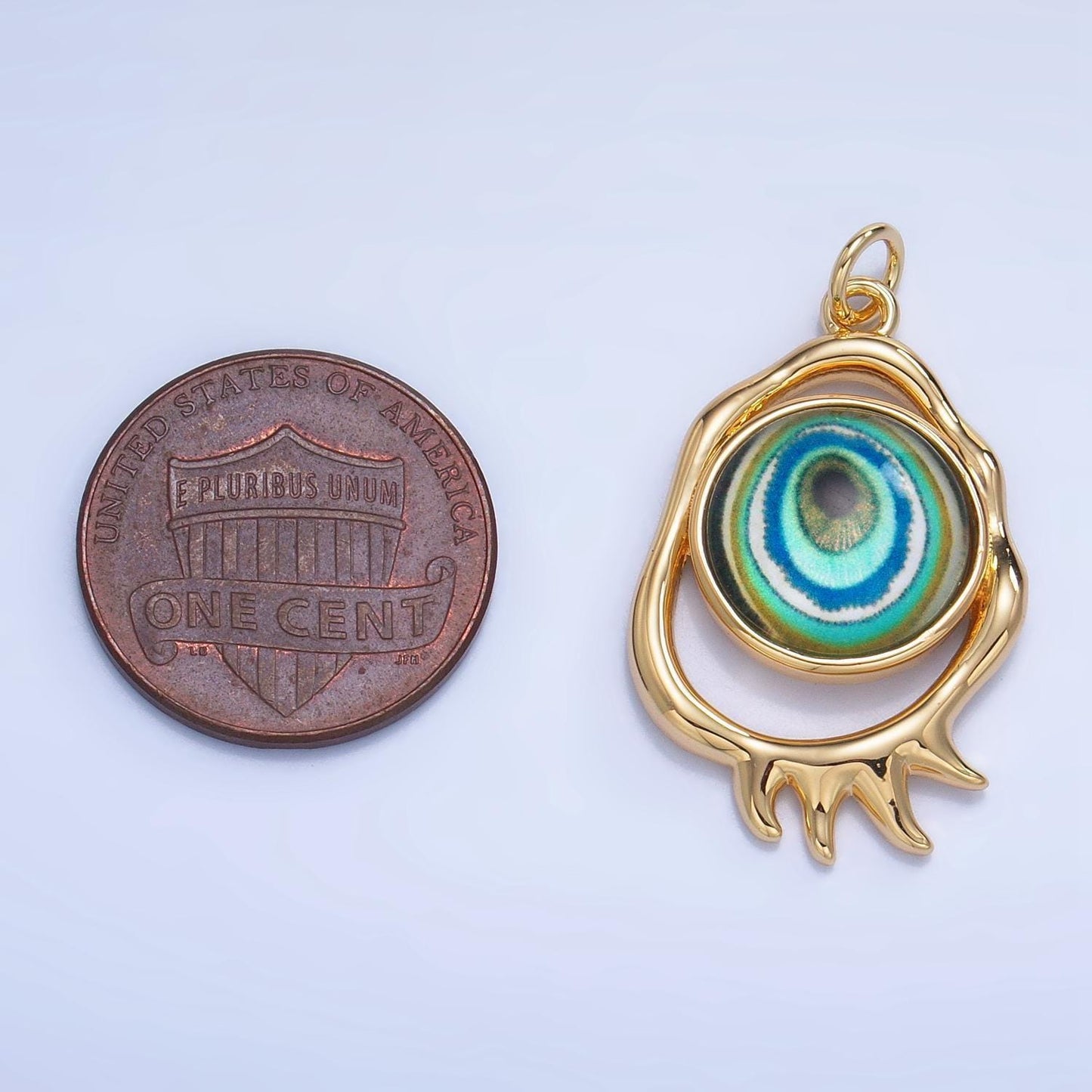 Molten open oval 24k gold filled evil eye charm | ag-910 - ag-912