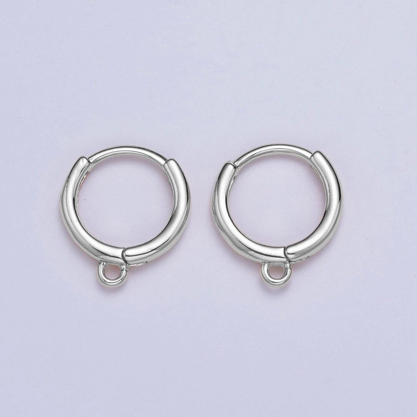 24k gold plated simple hoop huggie w/ open link lever hoop earring making, 13.3mmx12.1mm, earring charm making findings | l-811