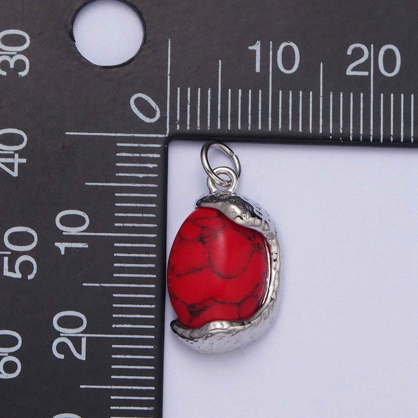 Red magnesite, purple cabochon cat's eye, turquoise cabochon gemstones, 24k gold plated & silver white gold filled egg gemstone pendants