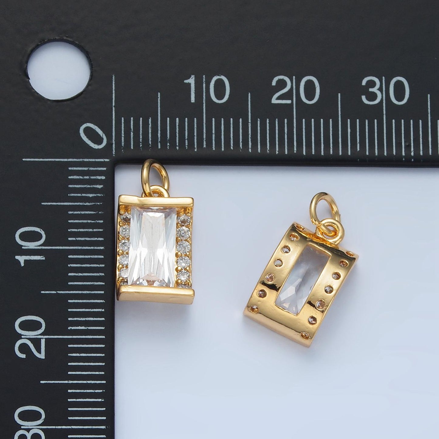 Clear micro paved cz 10mm gold filled mini charm | x-286