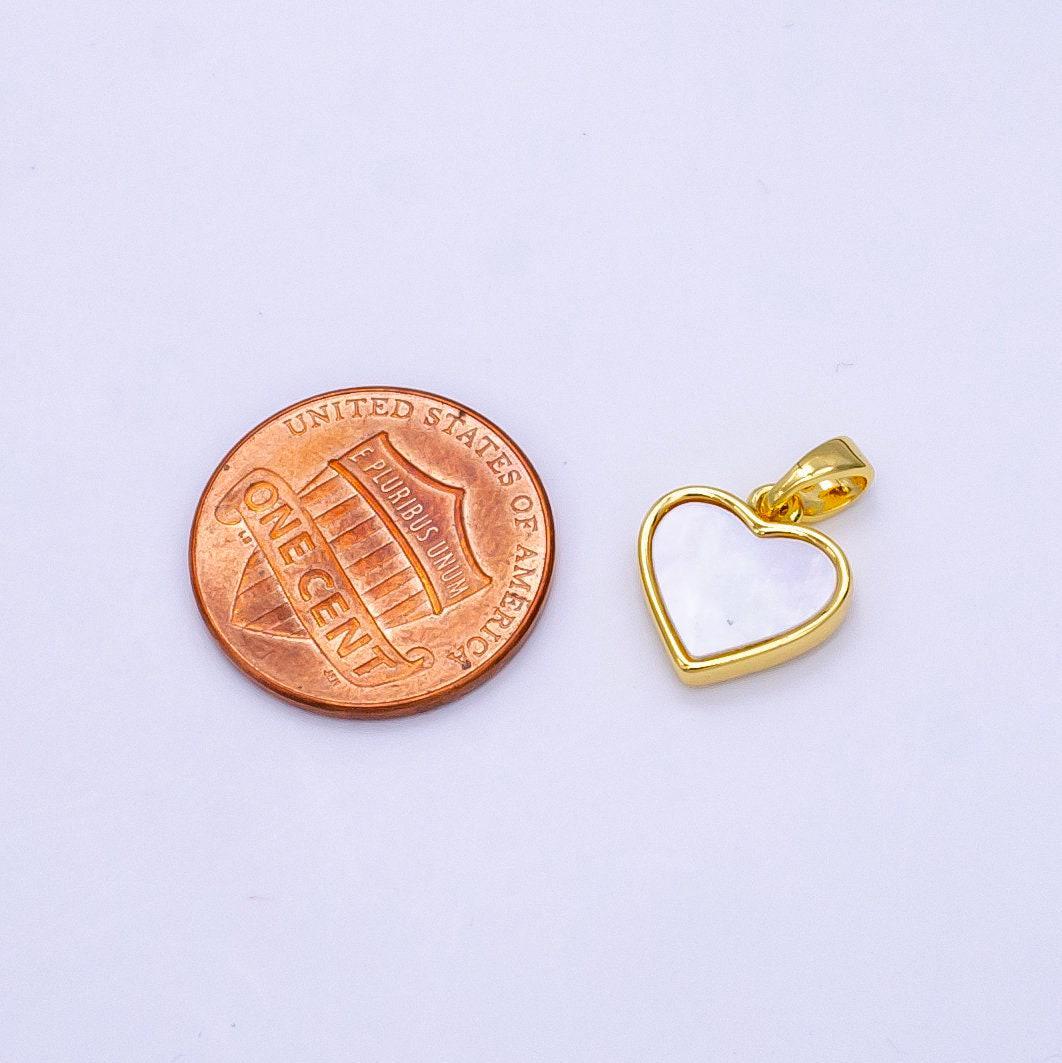 Shell pearl mini heart charm in 24k gold filled pendant for valentine jewelry gift idea making aa1296