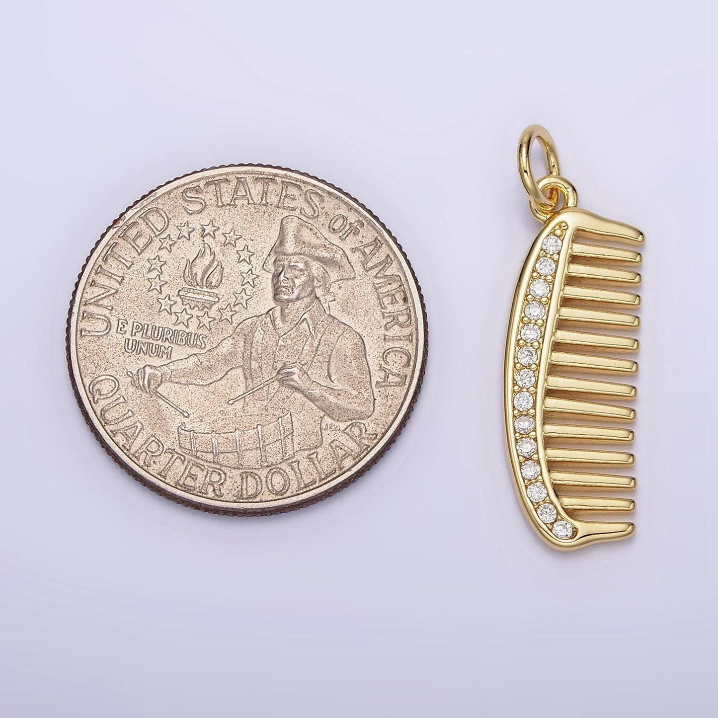 Micro pave hair comb charms, hair charms gold hair brush charms n-1101