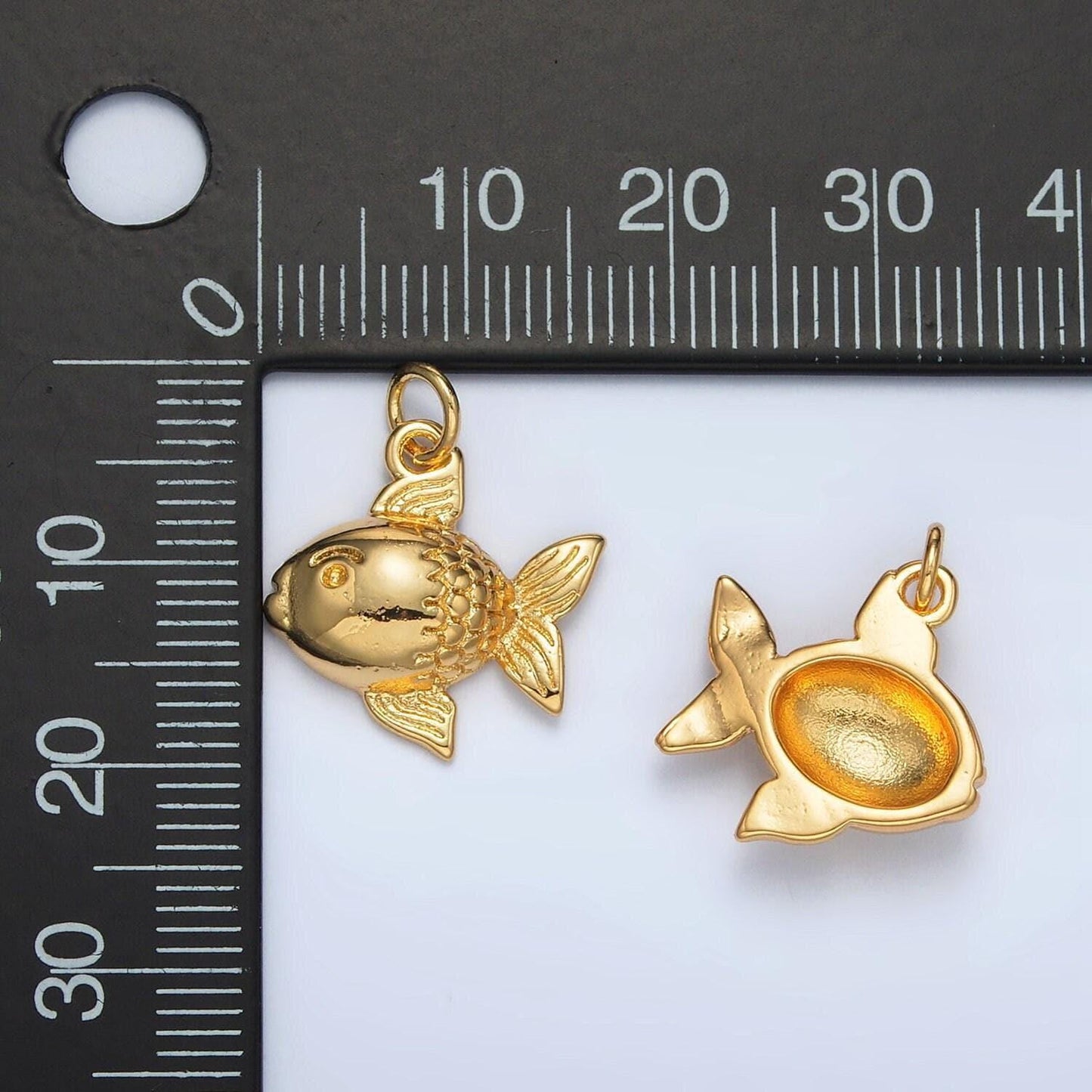 24k gold filled 15mm gold-fish animal charm | ag-926