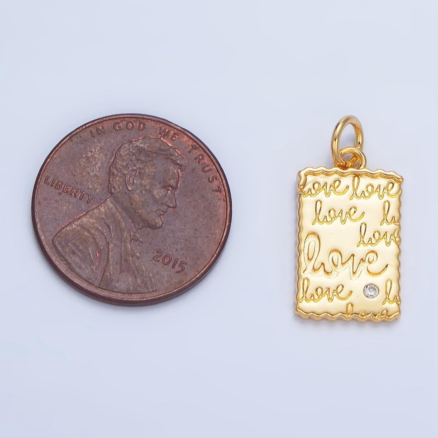 Rectangle 'love' scripted 24k gold filled charm | x-839