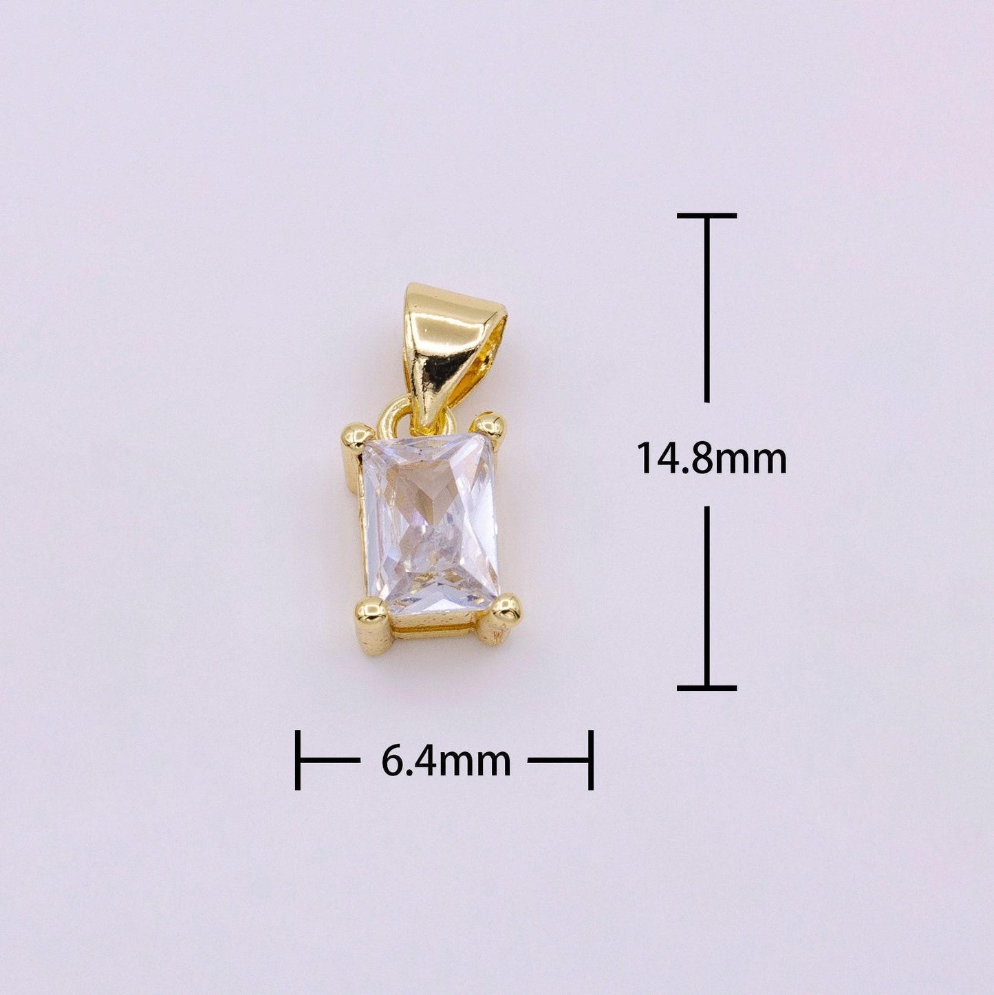 Dainty emerald cut charm cz gold filled set with cubic zirconia accent for bracelet necklace earring jewelry making