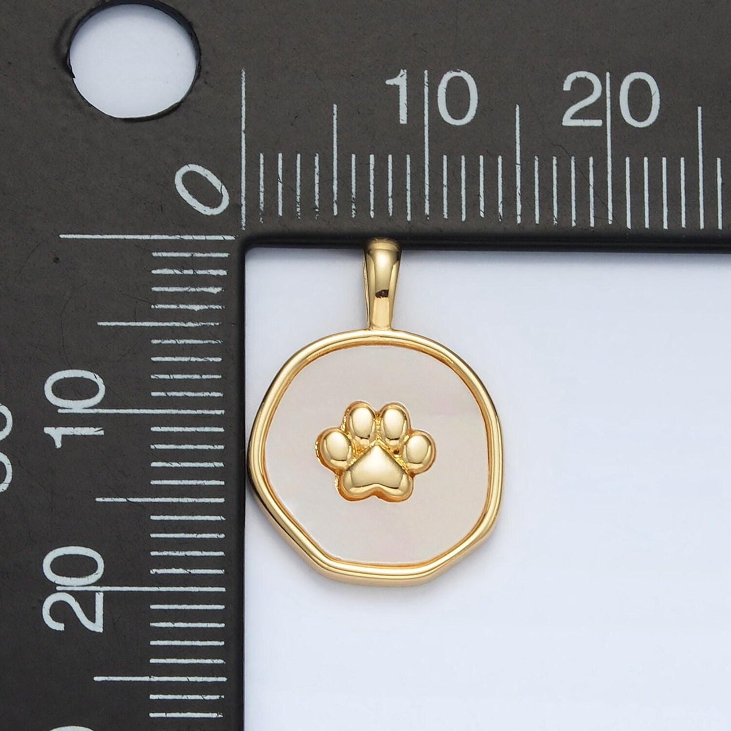 24k gold filled cross paw pearl round charm pendant for minimalist jewelry | aa1371