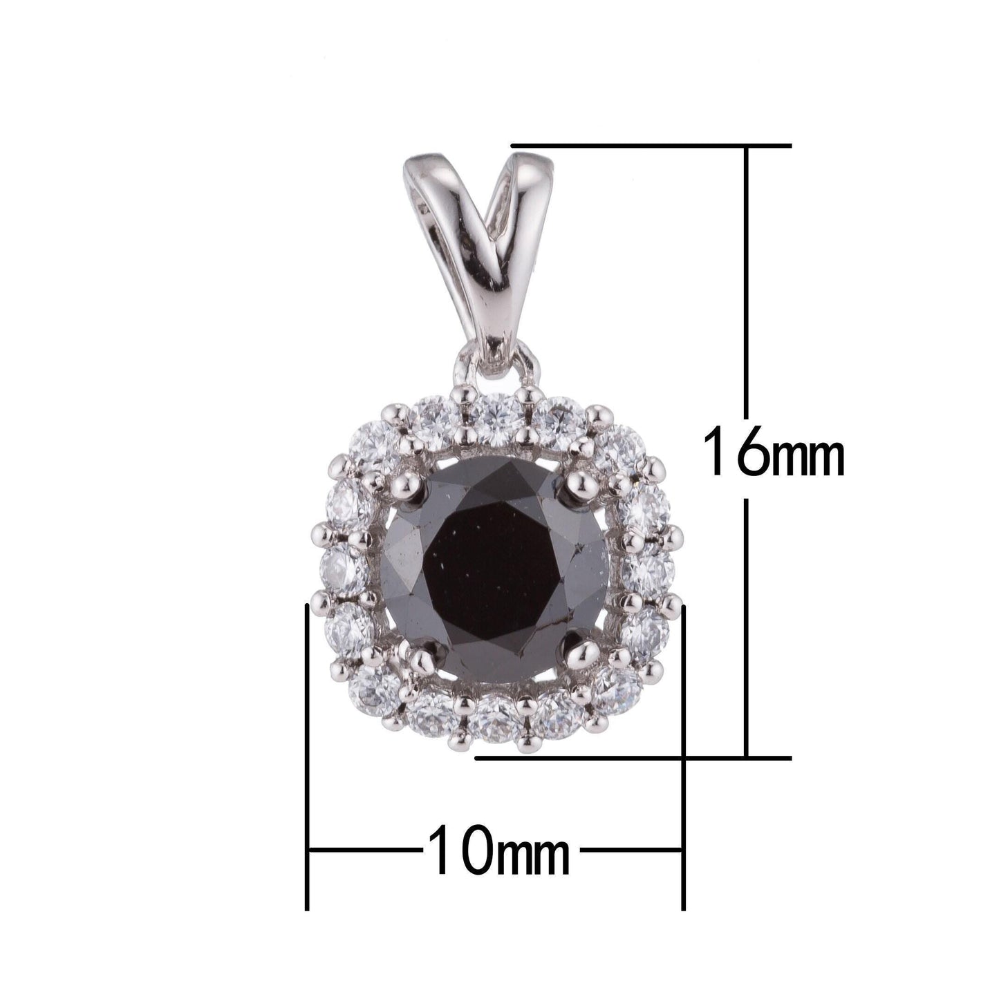 Black stone crystal silver gold filled pendants h-074