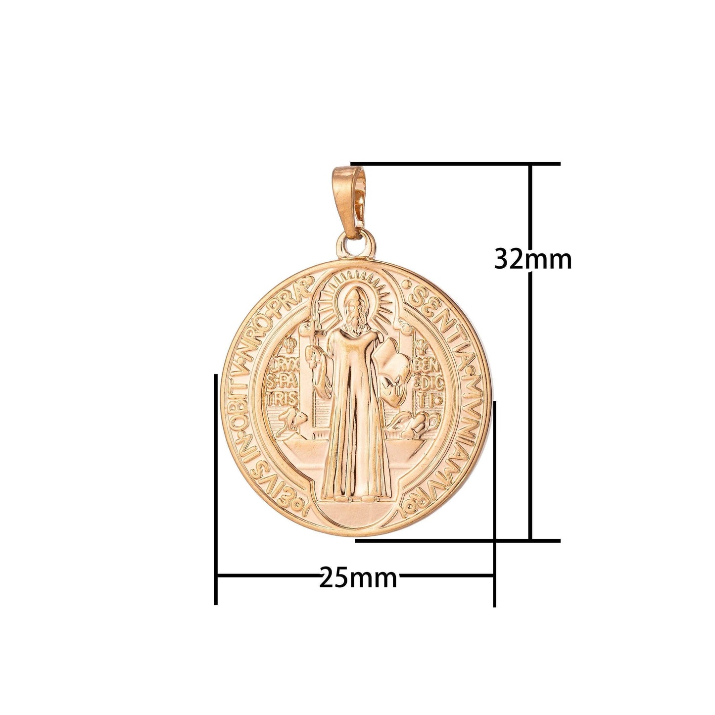 Coin saint benedict charm medallion santo benedicto religious pendant gold filled prayer charms catholic jewelry statement necklace