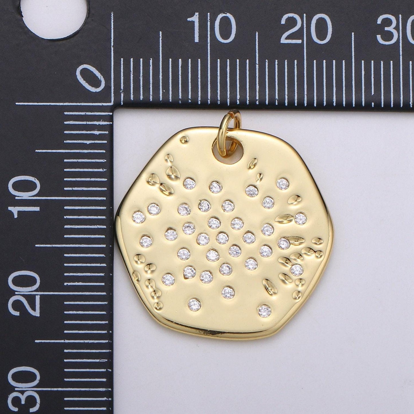 Gold charm, bubble charm, bubble pendant, bubble octagon charm, tiny bubble charm 14k gold charm, chgf-1747