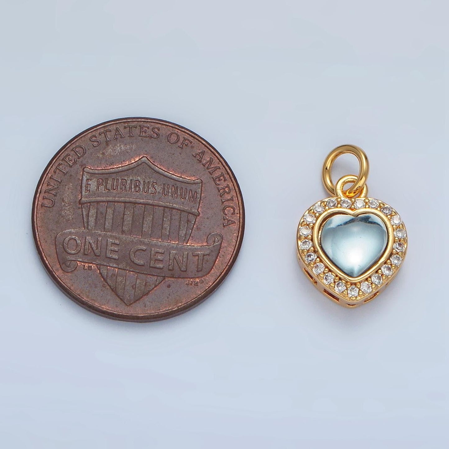 Mini blue moonstone heart charms, gold love pendants silver heart pendant in 24k gold filled m867