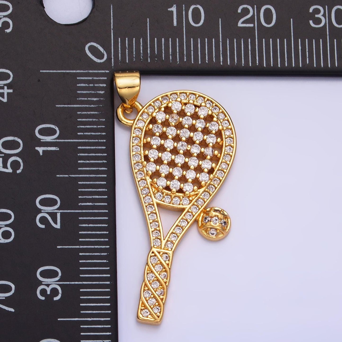 24k gold filled tennis charm cubic racquet with cz gold ball pendant sports pendant wimbledon court necklace aa1066