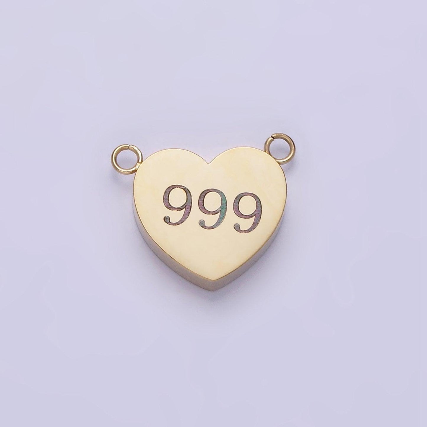 Stainless steel 14k gold filled angel number numerology engraved heart connector tarnish free charm connector | p541 - p549