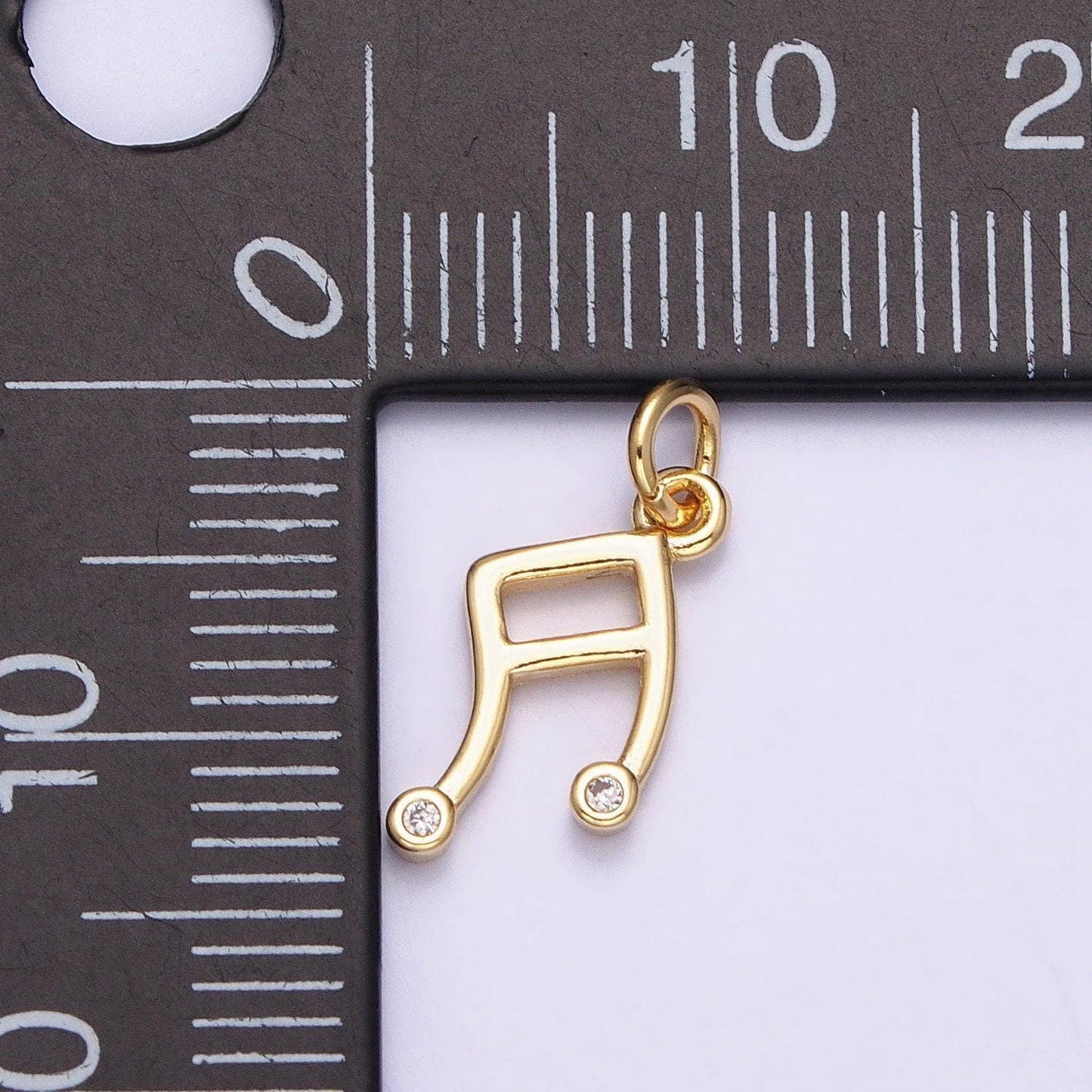 Mini musical eighth note artist singer music charm pendant in 24k gold micro pave notes charm ac1164