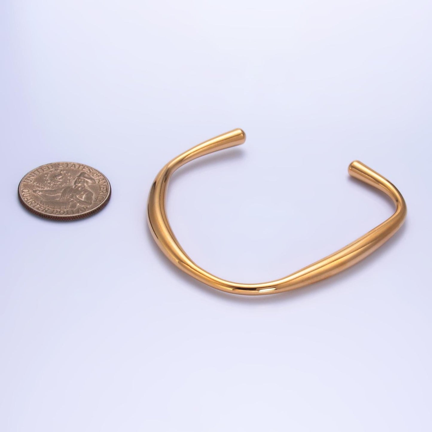 Gold Stainless Steel Bracelet Cuff Modern Minimalist Bracelet WA2737