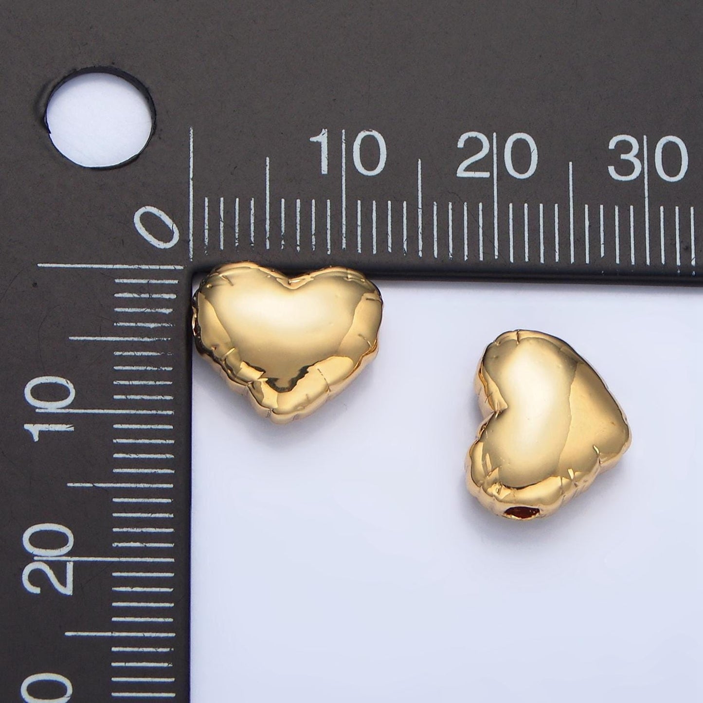 Mini balloon heart minimal 24k gold filled bead | b-155