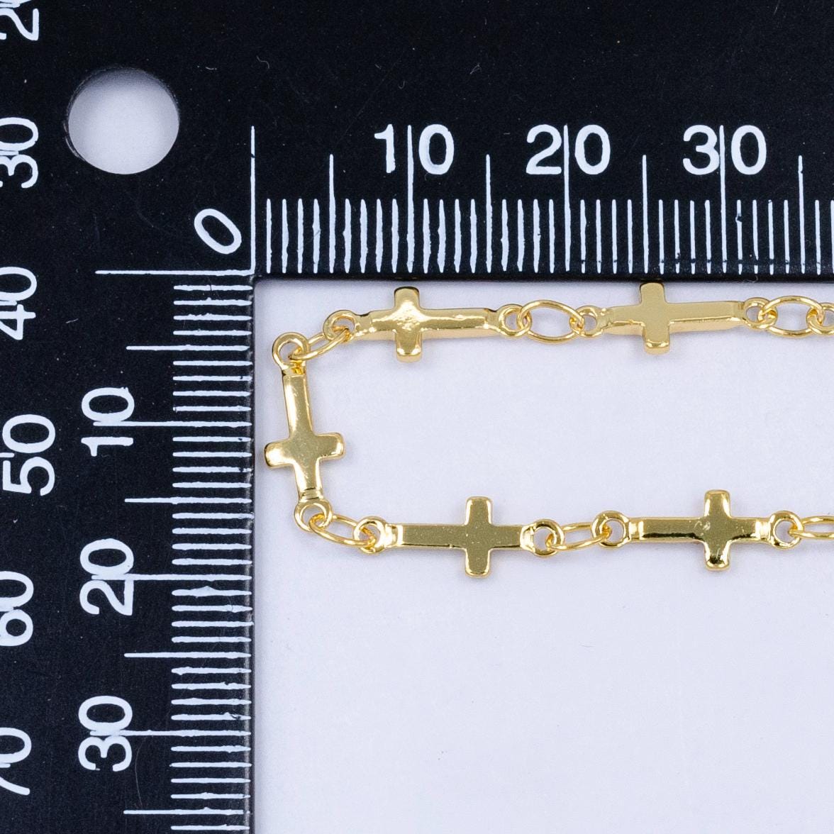 Dainty gold sideway cross link chain by yard 5 x 1.1mm links | roll-1536