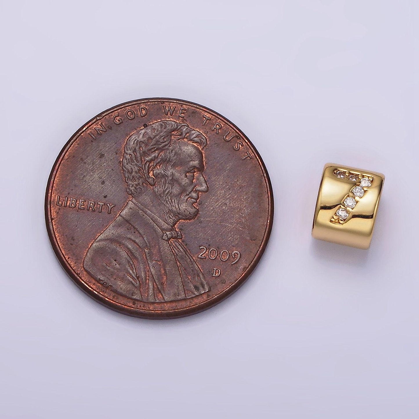 14k gold filled 0-9 number clear micro paved cz slider bead spacer | b-807~b-811