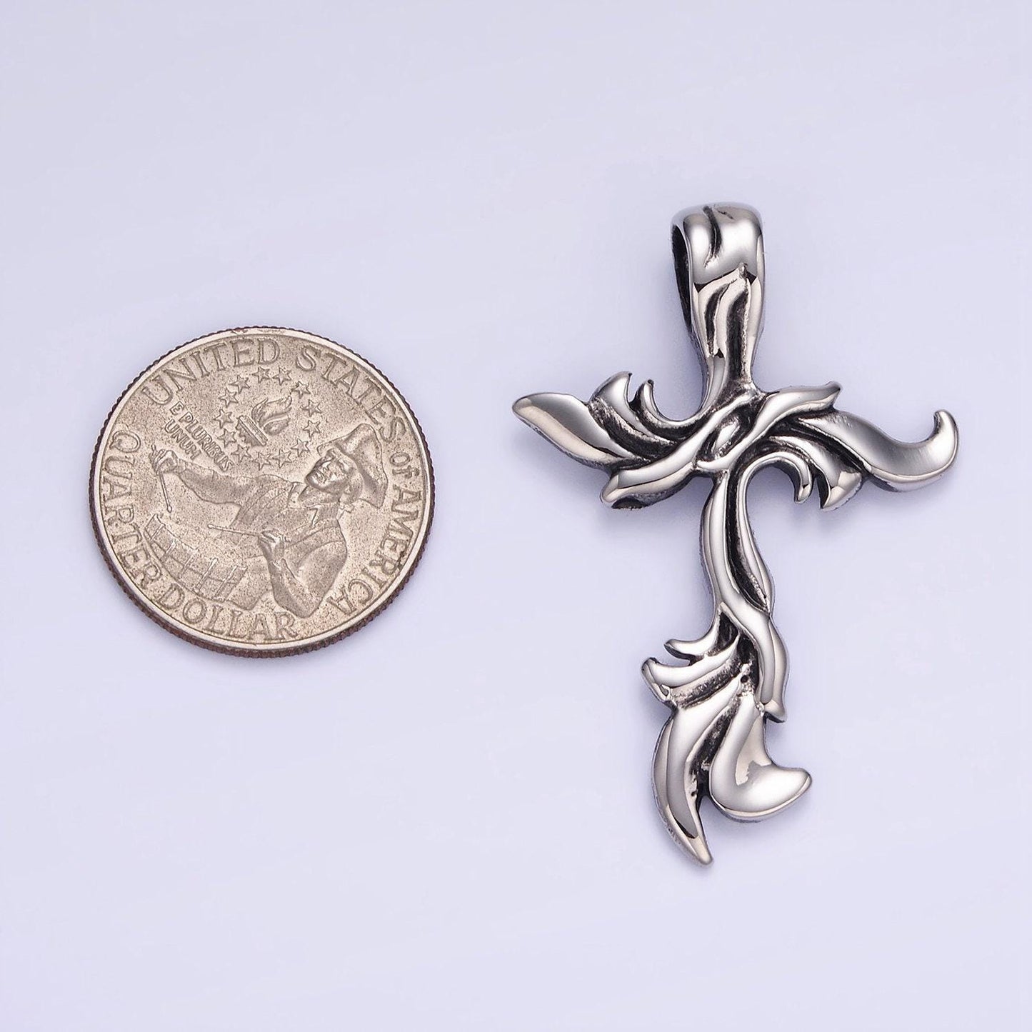 Stainless steel 48mm cross flame fire pendant | p1408