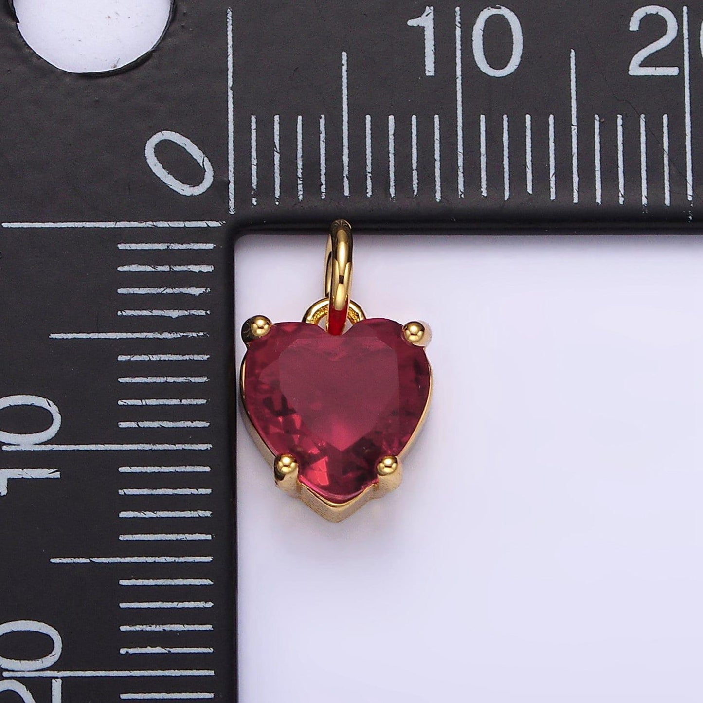 14k gold filled 10mm red cz heart bezel charm | ag397