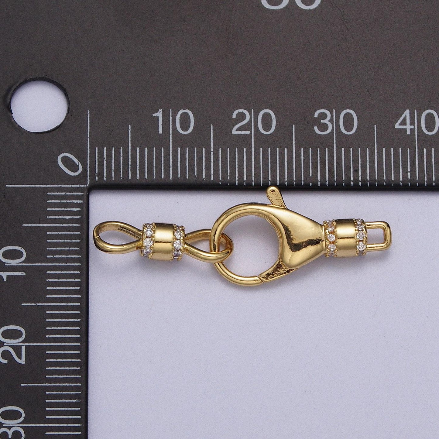 Gold, silver lobster clasps with hook in micro paved cz jewelry end clasp closure supply for jewelry making z-041