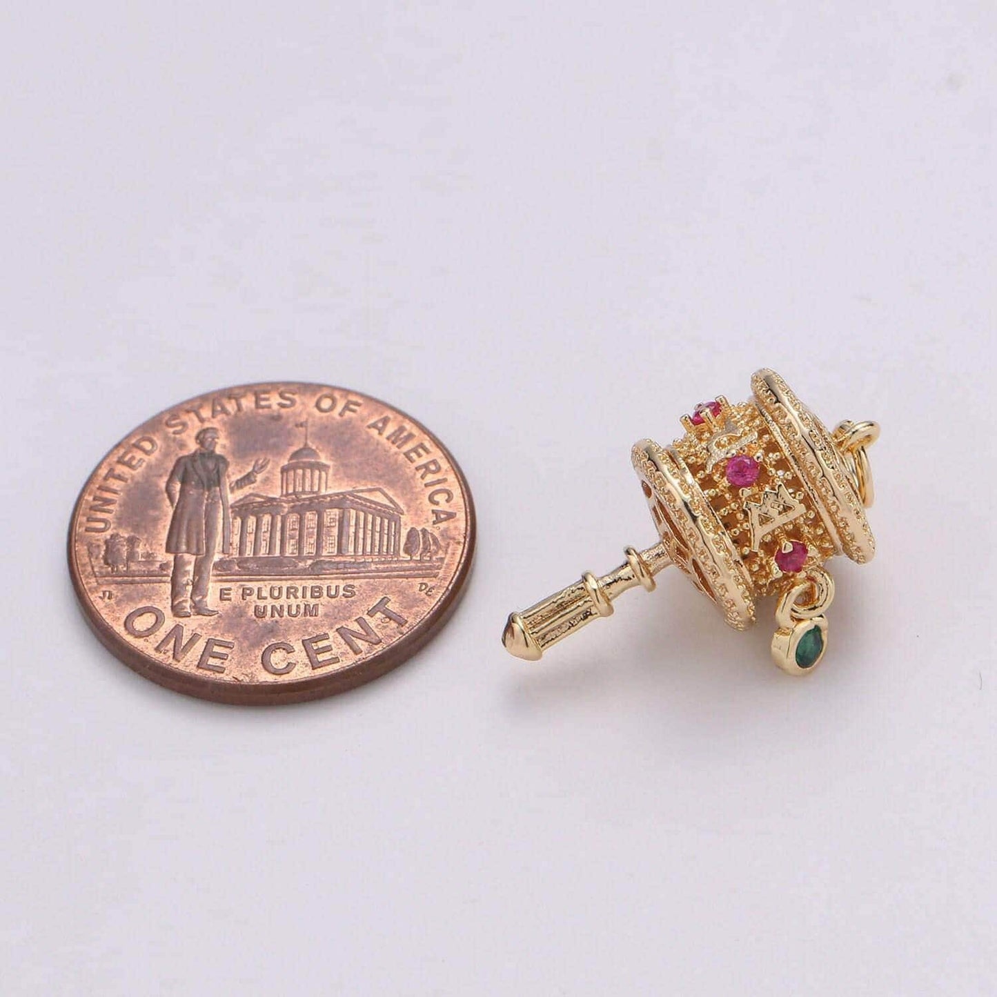 1pc damaru 18k gold micro pave cz music note pendant charm, tibetan musical pendant tradisional music charm for diy jewelry ch-1810