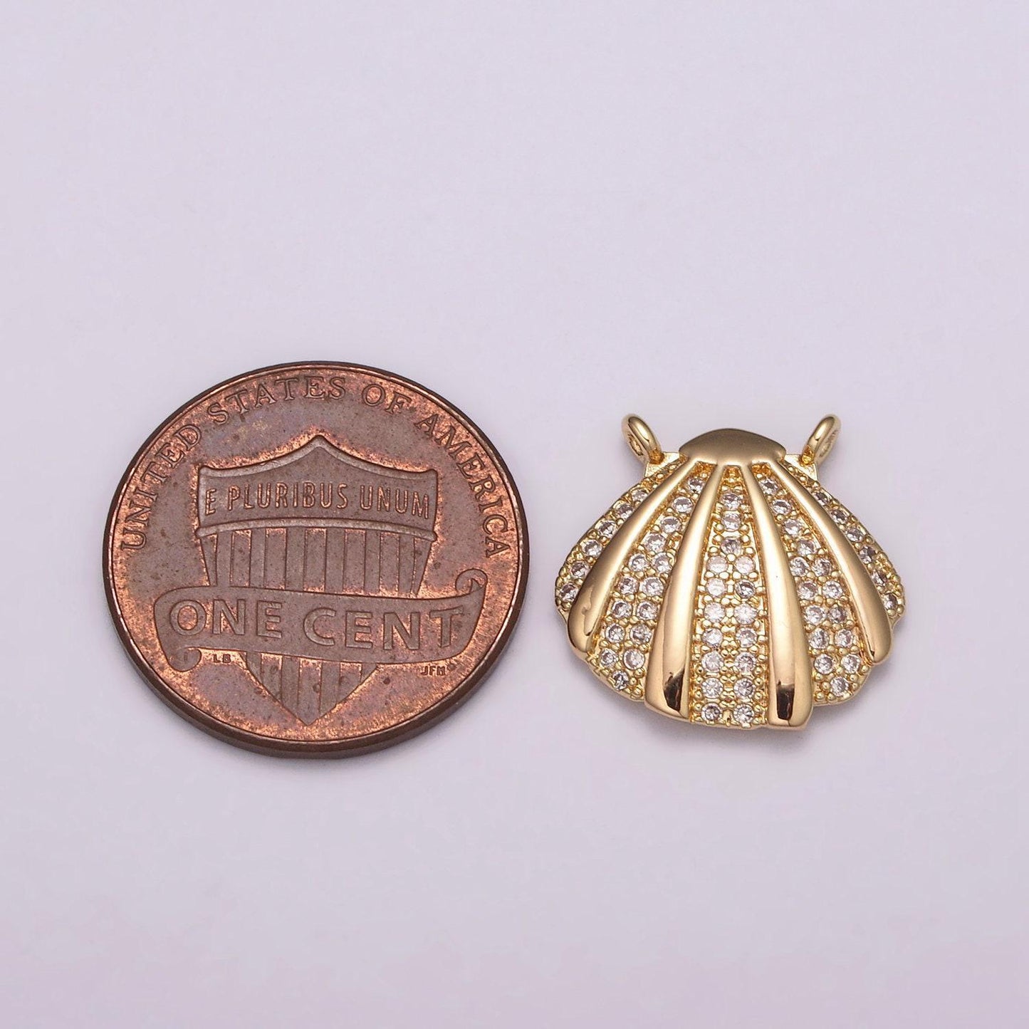 18k gold filled sea shell charm connector seashell link connector bracelet necklace, beach jewelry inspired
