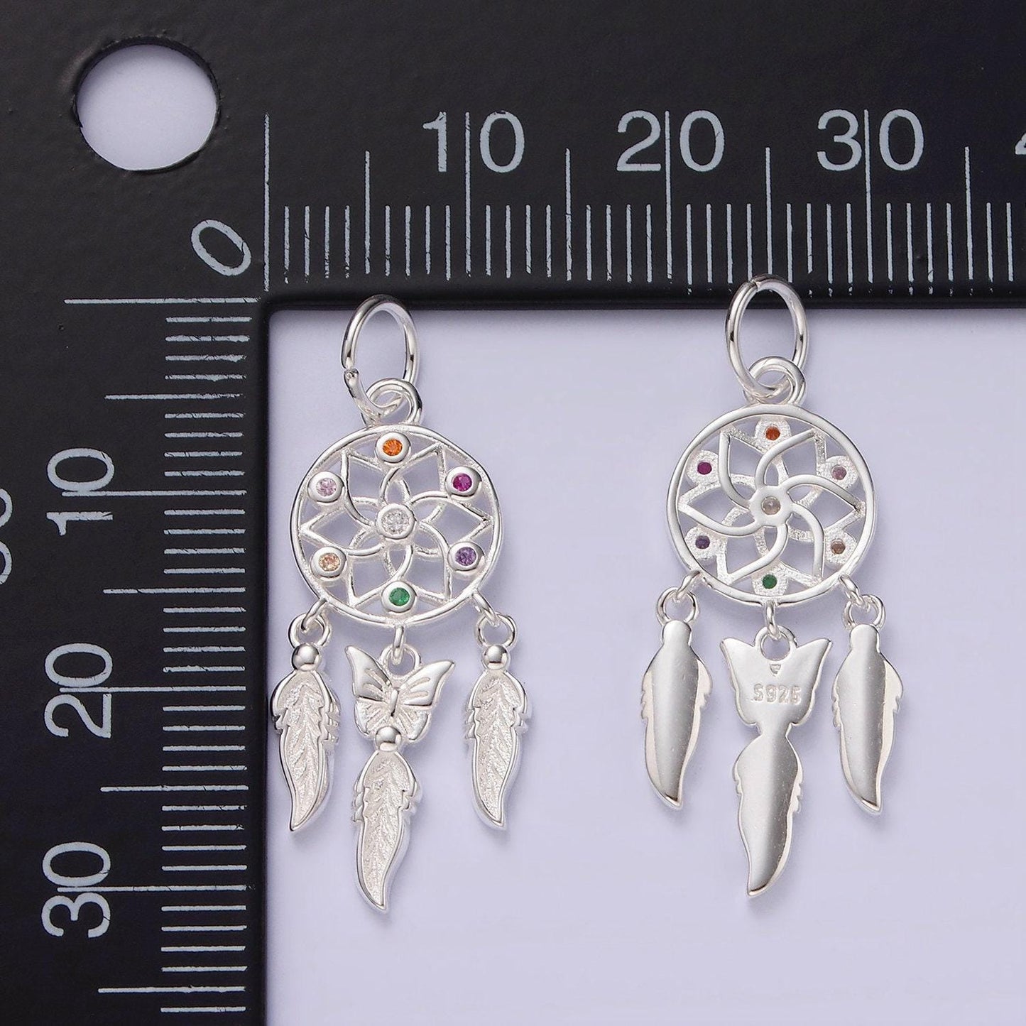 Sterling silver dream catcher charm pendant s925 feather bohemian necklace bracelet talisman earring dream jewelry boho inspired sl431