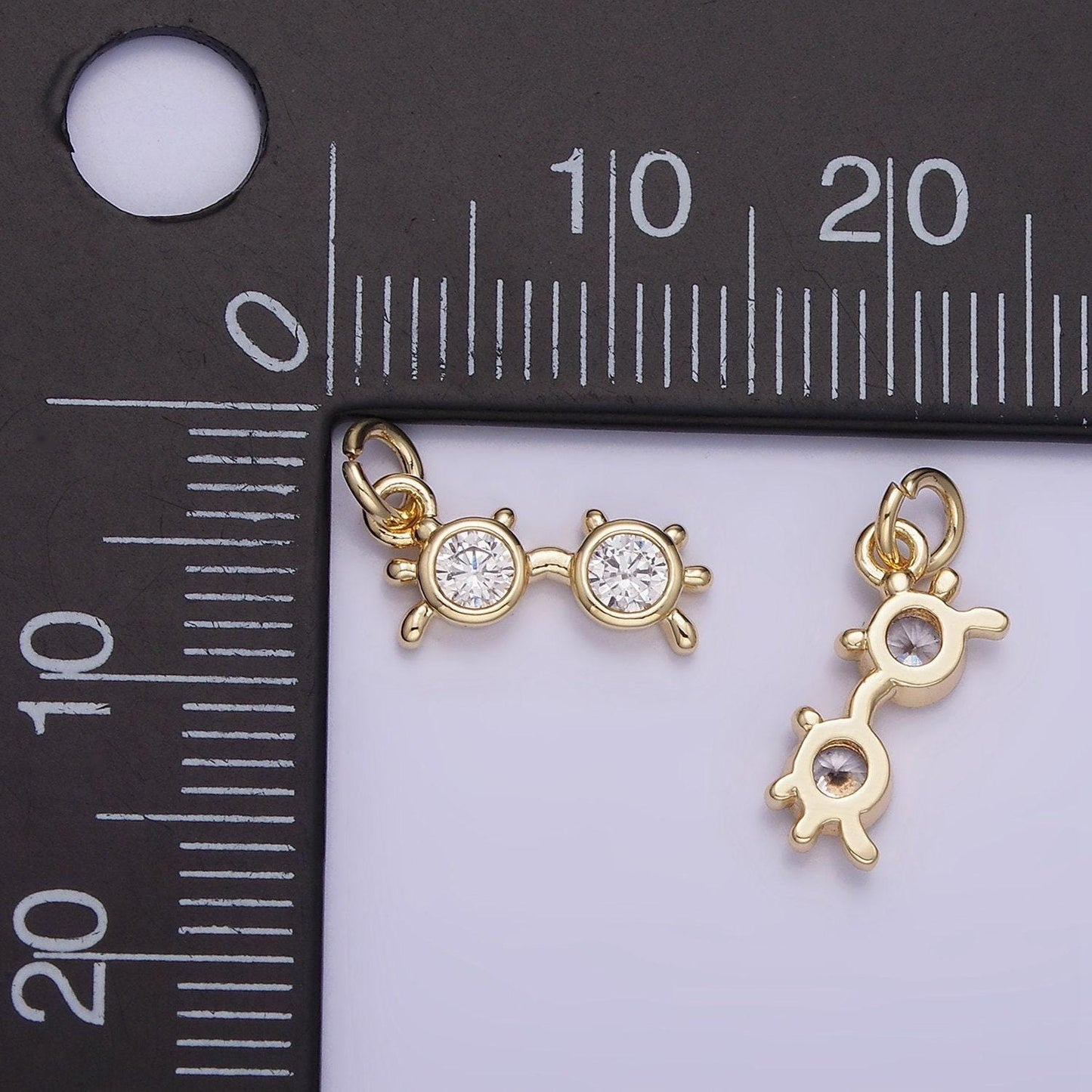 14k gold filled sun glasses 15mm charm for bracelets necklace component nerd round glasses inspired | w-669