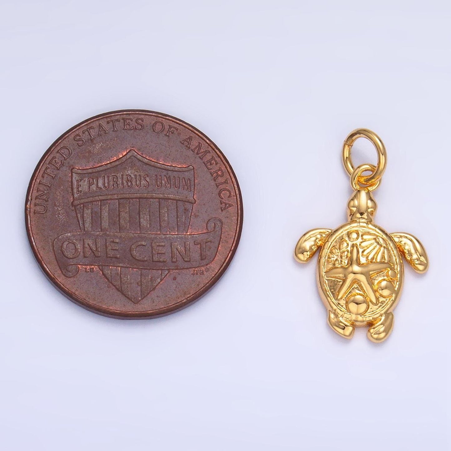 Sea turtle starfish ocean animal 24k gold filled charm in gold & silver | ag-886