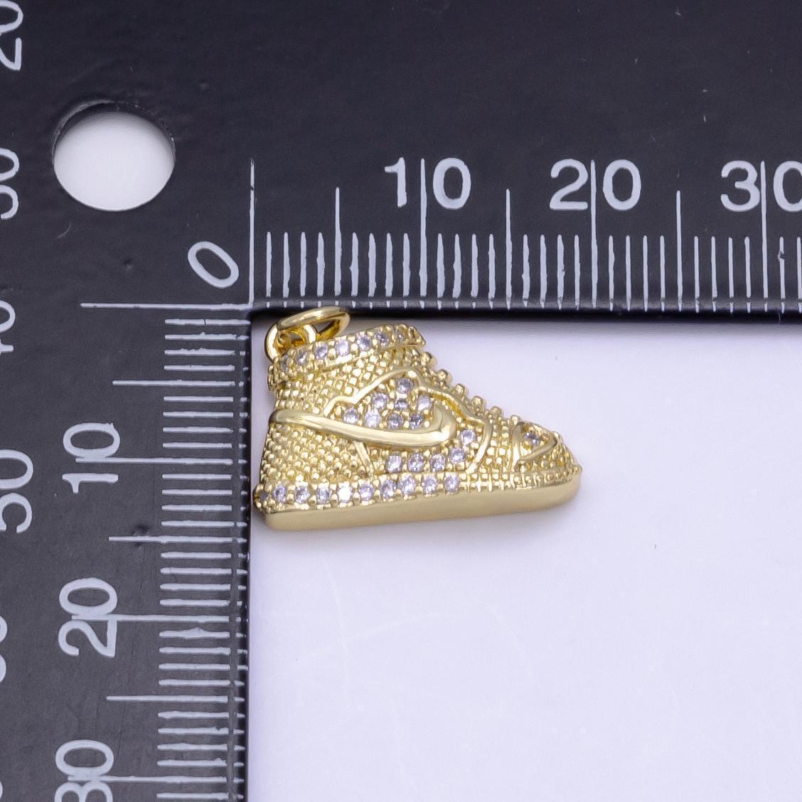 14k gold filled 12mm high top shoe charm cubic zirconia sneaker men women charm pendant minimalist charm | x595