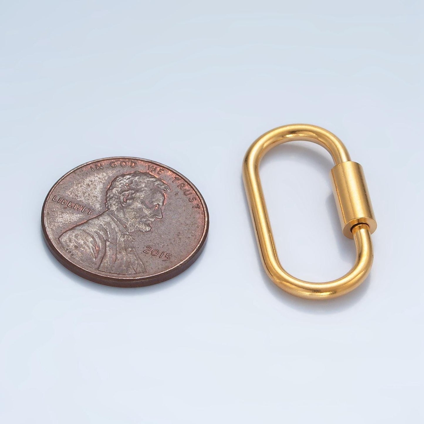 Stainless steel 26mm slim oval carabiner clasps closure findings gold screw lock charm holder | z-978