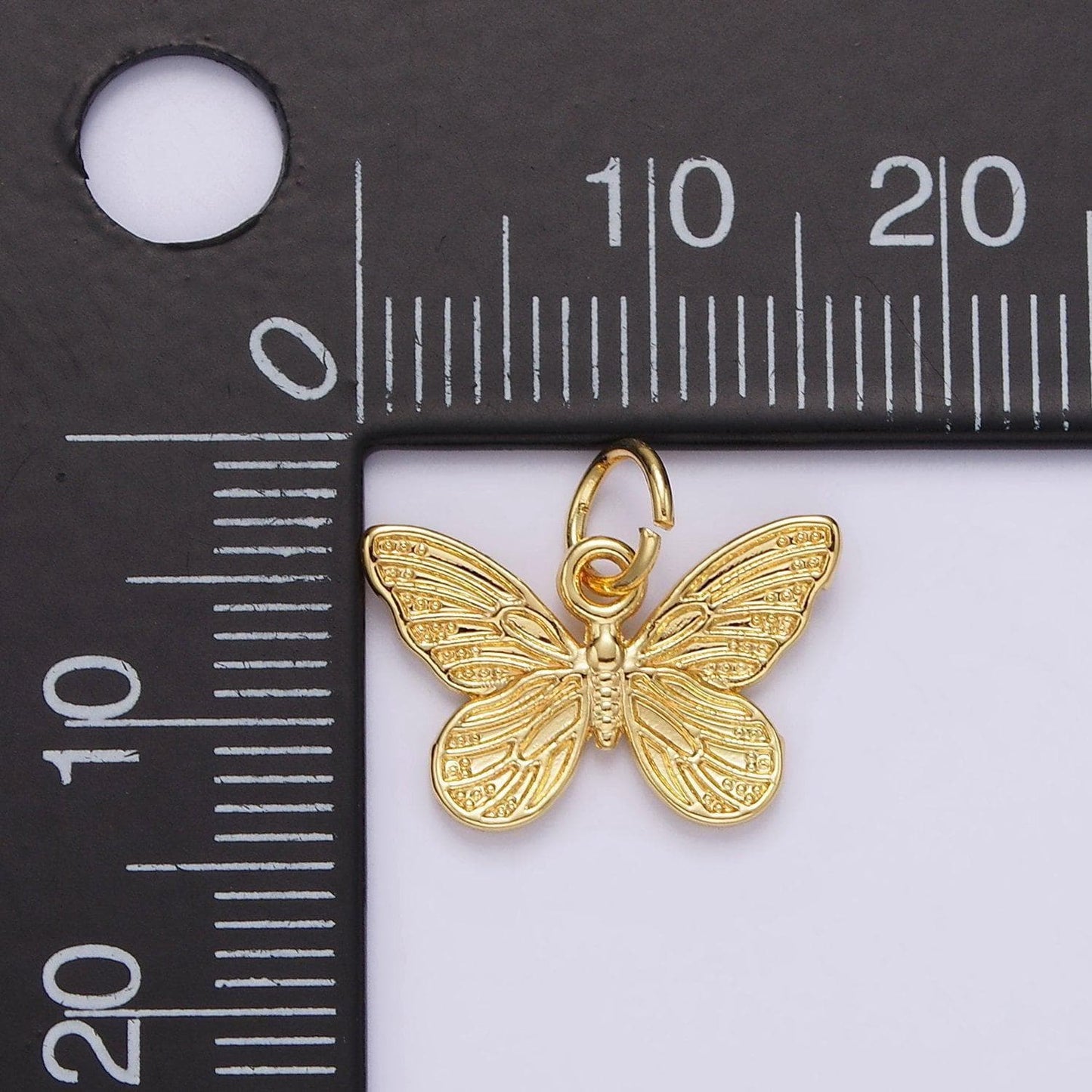14k gold filled textured butterfly mariposa insect animal add-on charm | ag406