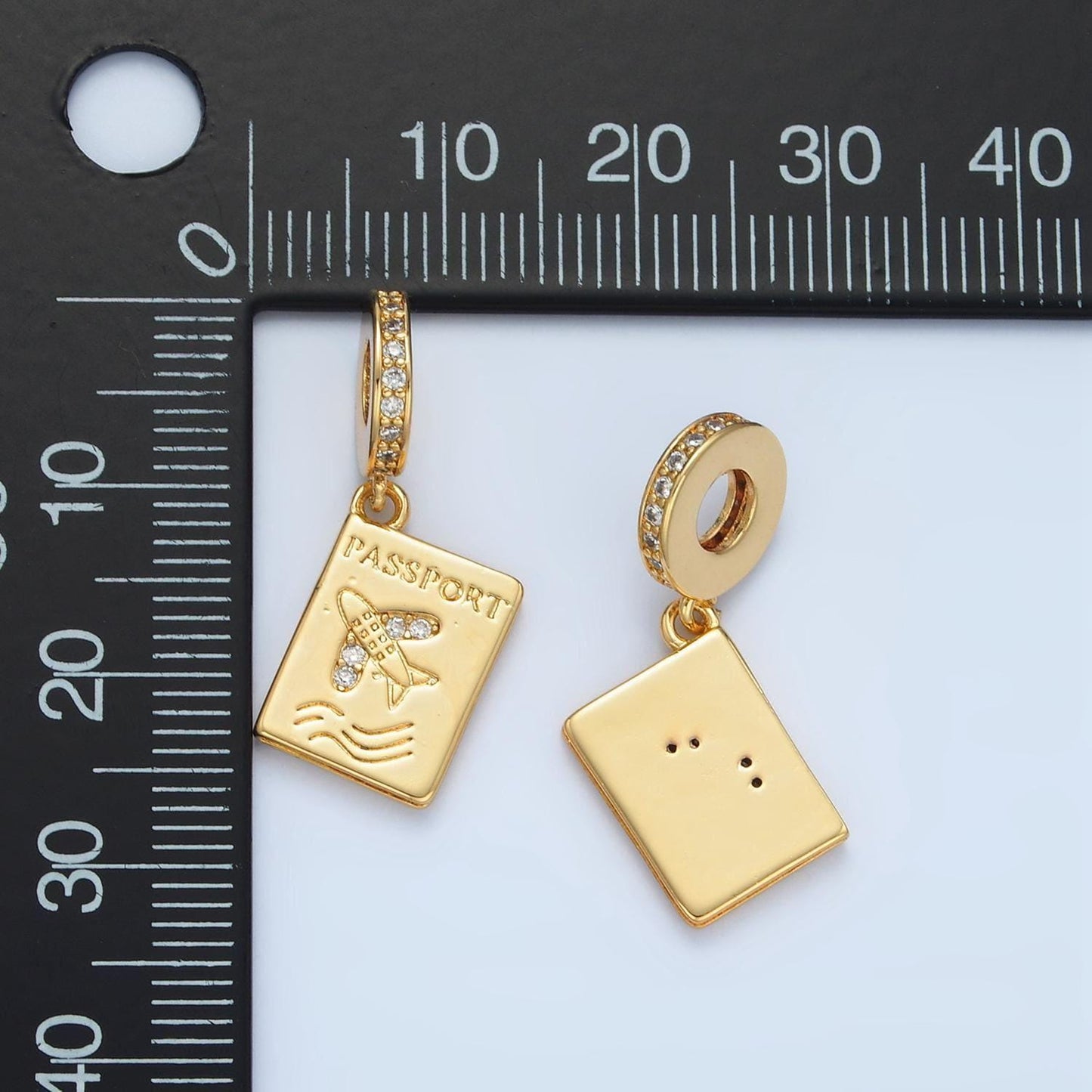 Mini gold passport dangle charm tiny gold travel book pendant vacation inspired memory pendrant for minimalist jewelry making e369