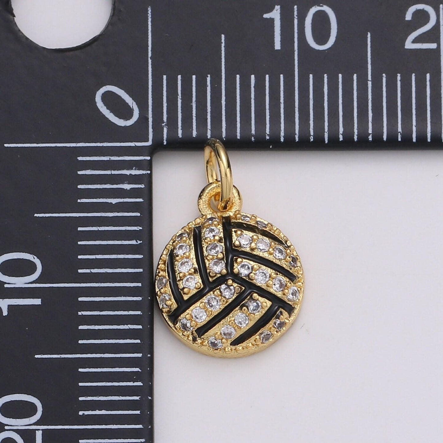 Volleyball pendant enamel small charm for handmade jewelry supplies 24k gold red micro pave cubic ball charm sticth ball,d729-d730