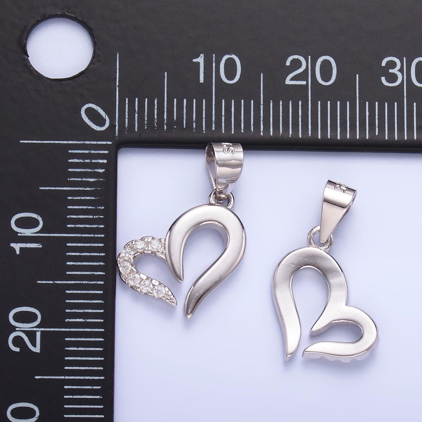 S925 Sterling Silver Clear CZ Micro Pave Stone Open Heart Pendant for Valentine Charm Bracelet | SL-598