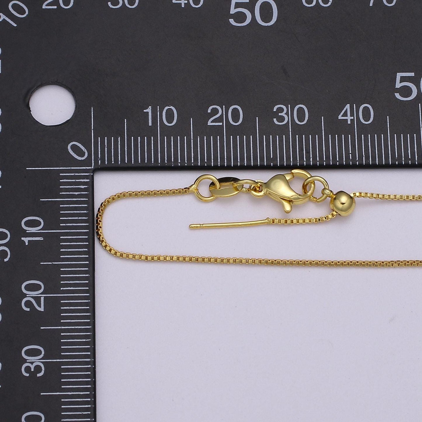 Fine 24k gold filled Box Chain Adjustable Necklace Box link neck chain, thin simple layering chain 18.5" long Threader Chain WA-2736