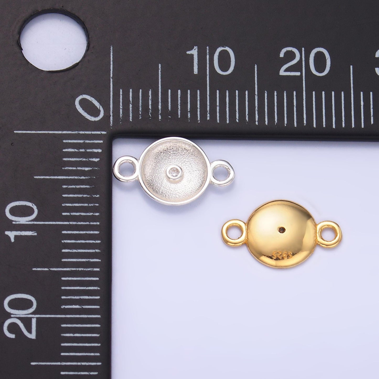 Mini Gold Vermeil Round Cz Charm Connector s925 Sterling Silver Eye Link Connector for Bracelet Necklace Supply for Permanent Jewelry SL627