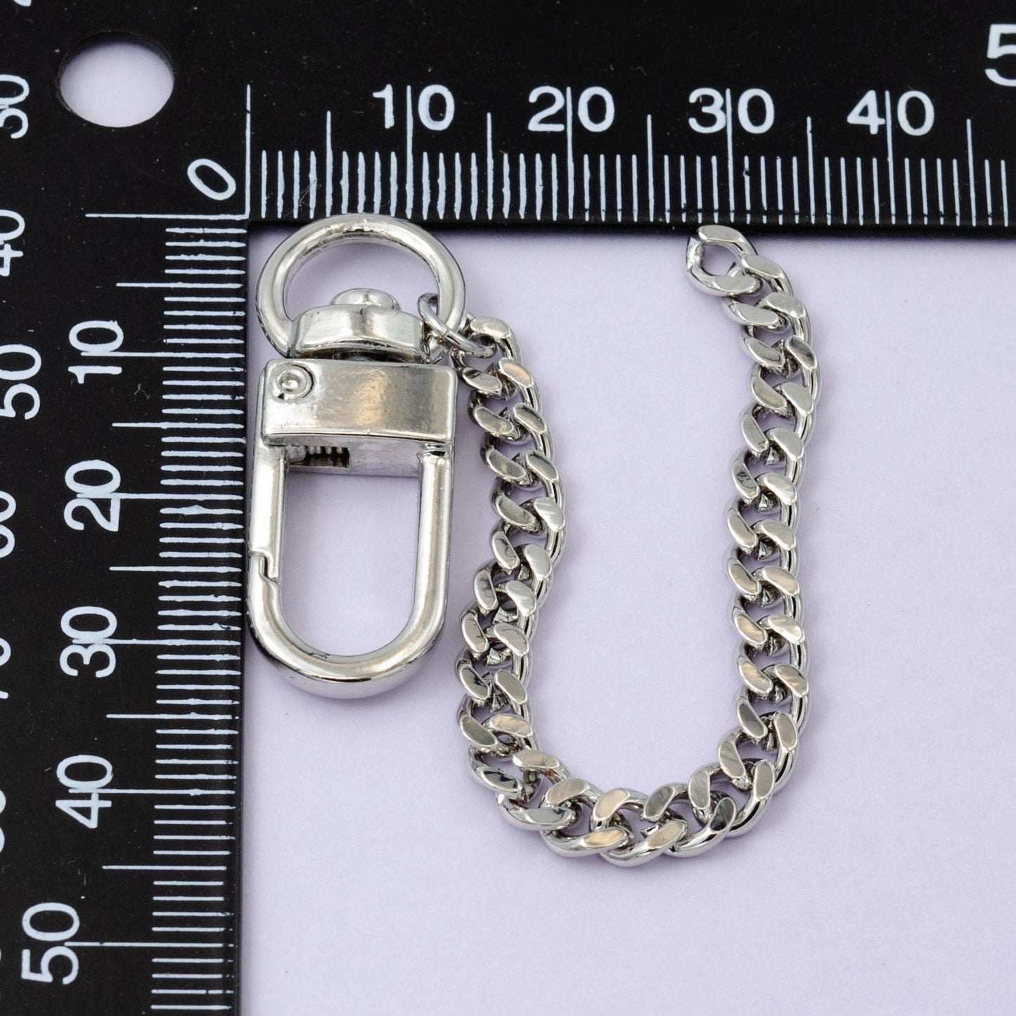 Silver Miami Cuban curb chain 5 inch for Bag Charm Supply DIY Supply for Purse Charm Jewelry Making WA-2745
