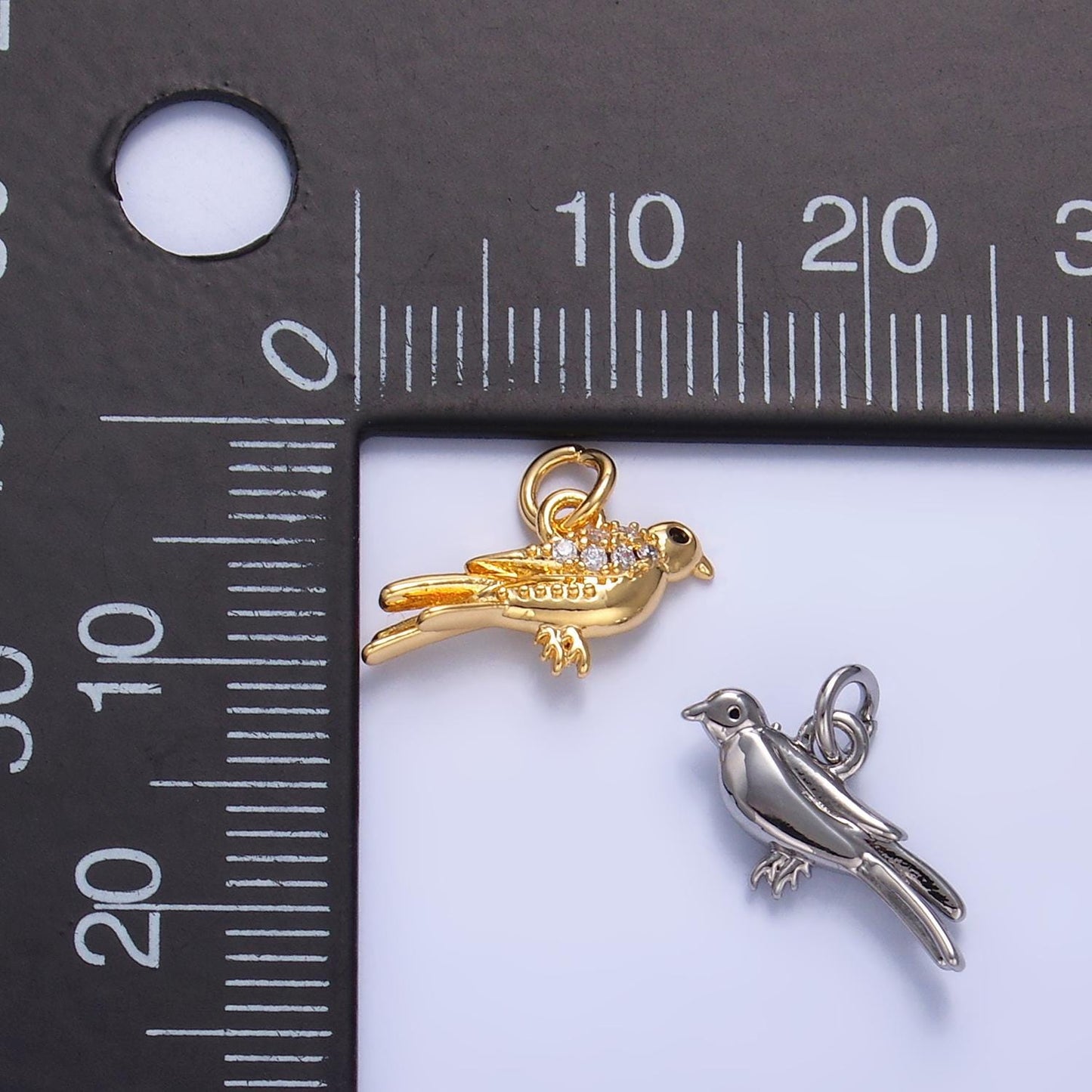 Mini Gold bird Charm 24k gold filled Animal pendant | W443