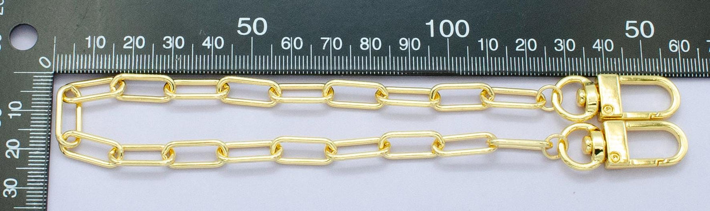 Long 24k Gold Filled Paper Clip chain 12.5 inch for Party Bag Charm Supply DIY Supply for Purse Charm Jewelry Making WA-2760