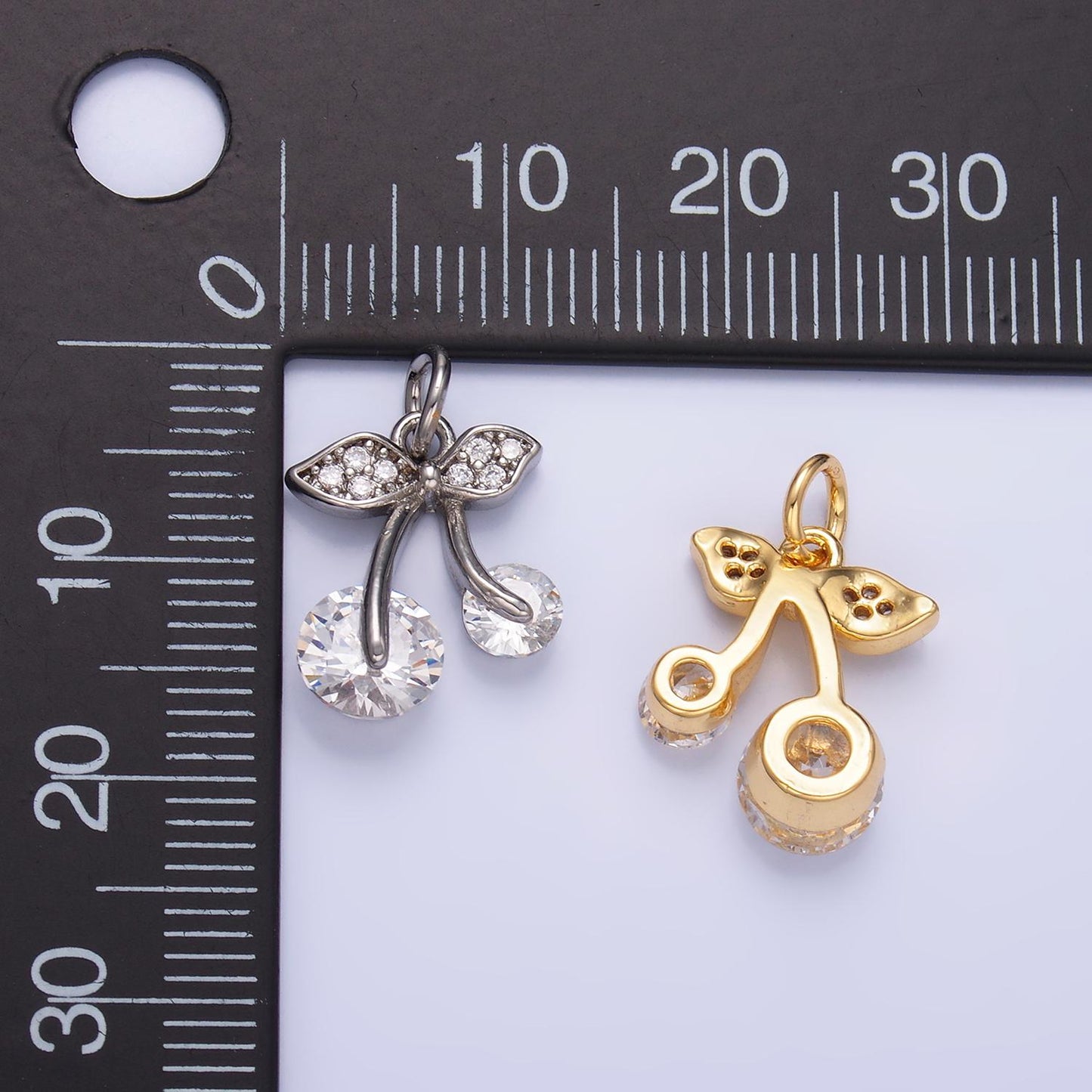 Pave Gold Cherry Charms 24K Gold Filled Cherry Pendant Fruit Charm Bracelet Necklace for DIY Jewelry Making Supply W420